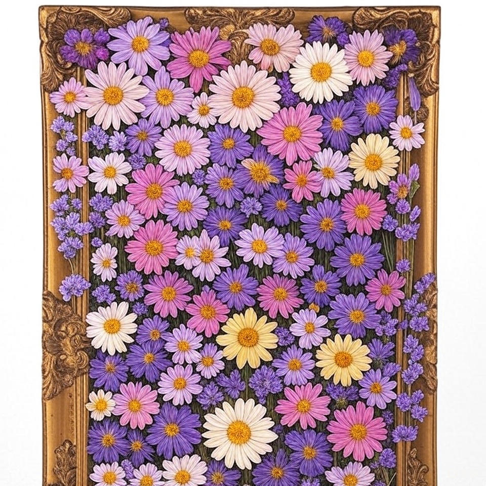 Homegrown pressed flower art 11x14in, 16x20in, 24x36in