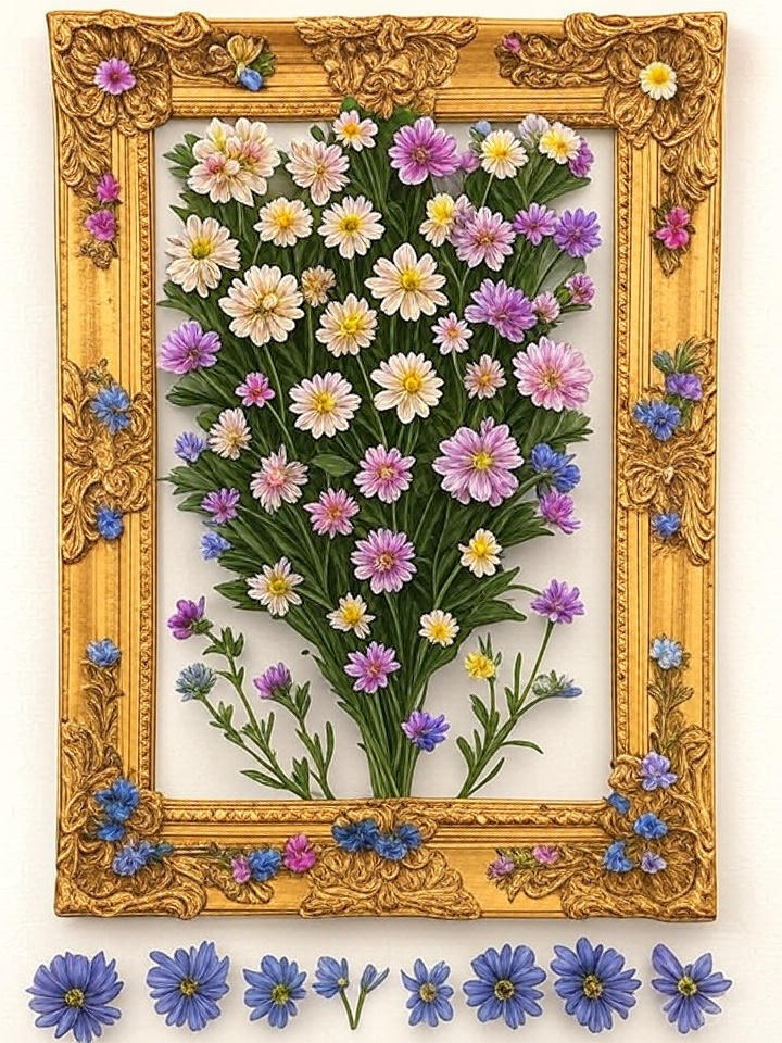 Homegrown pressed flower art 11x14in, 16x20in, 24x36in