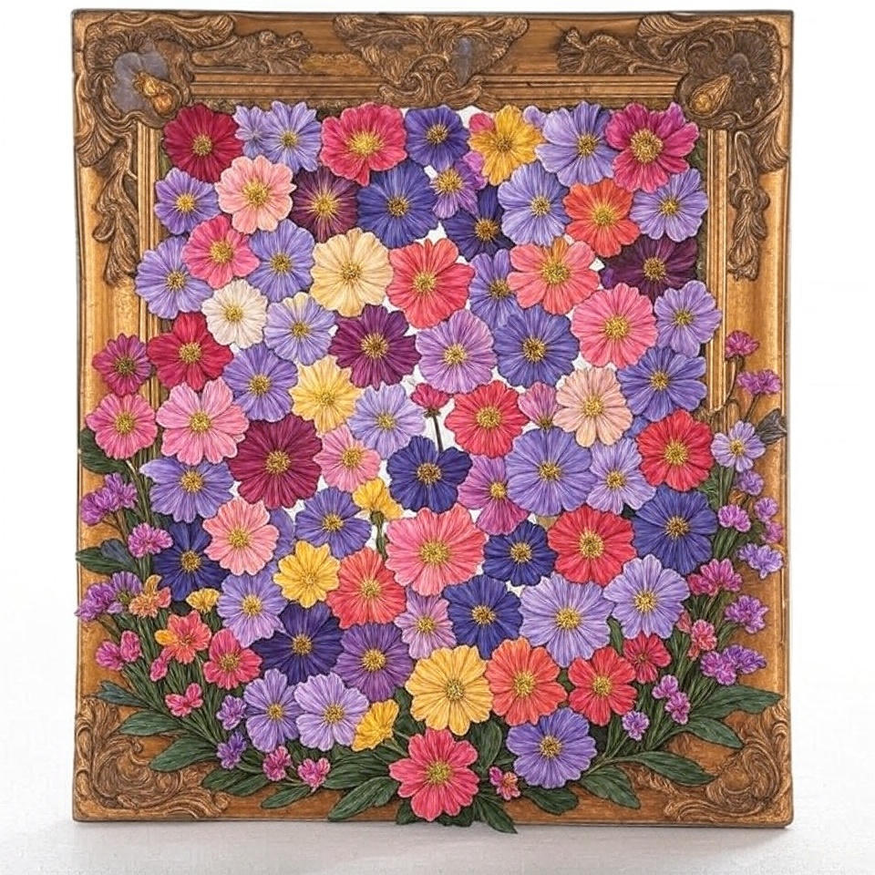 Homegrown pressed flower art 11x14in, 16x20in, 24x36in