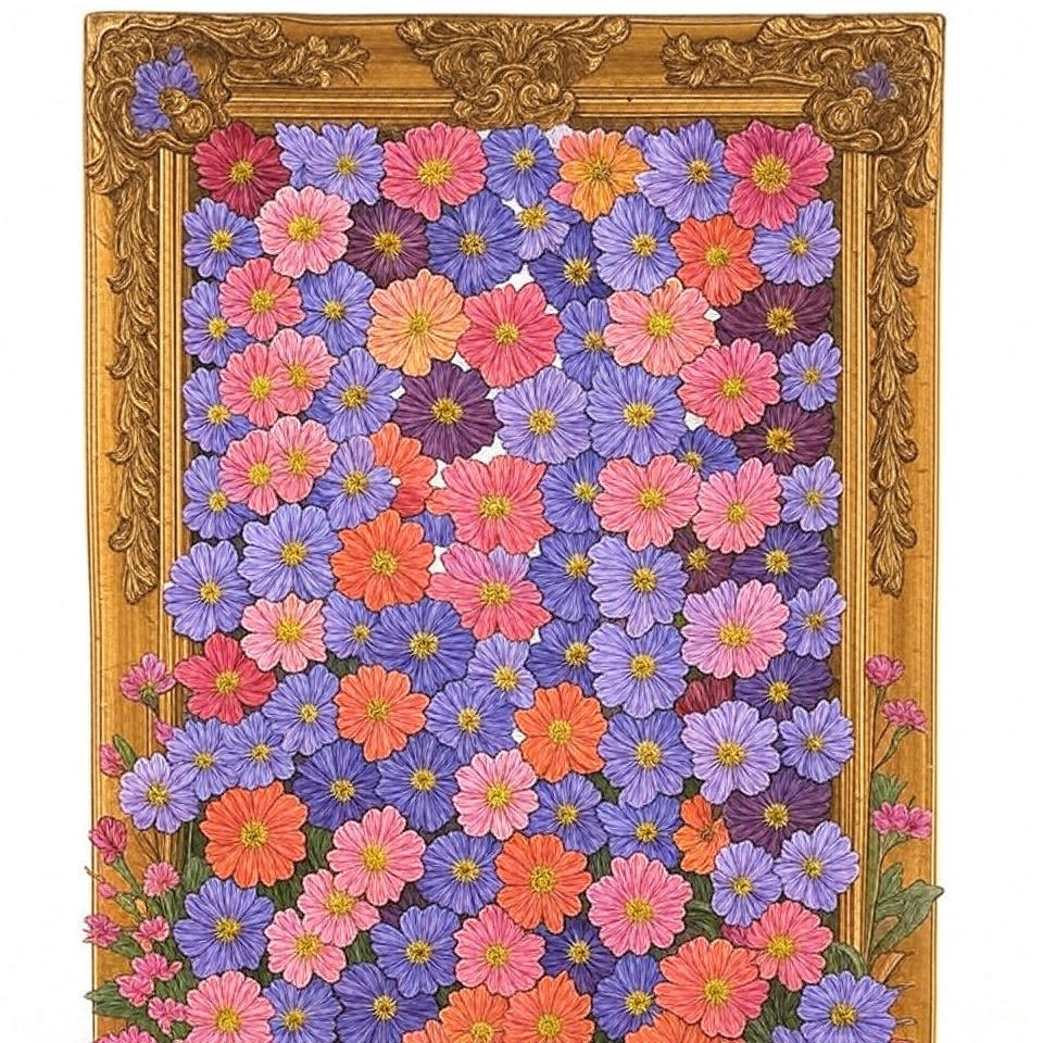 Homegrown pressed flower art 11x14in, 16x20in, 24x36in