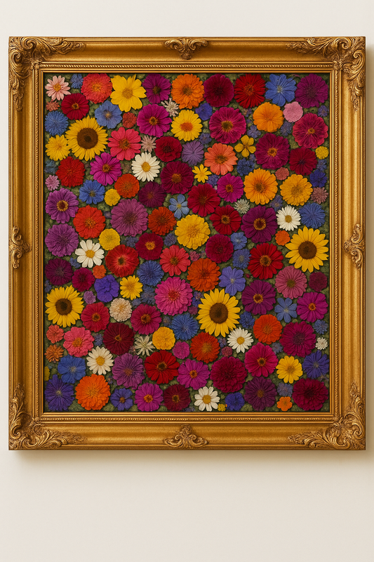 Homegrown pressed flower art 11x14in, 16x20in, 24x36in